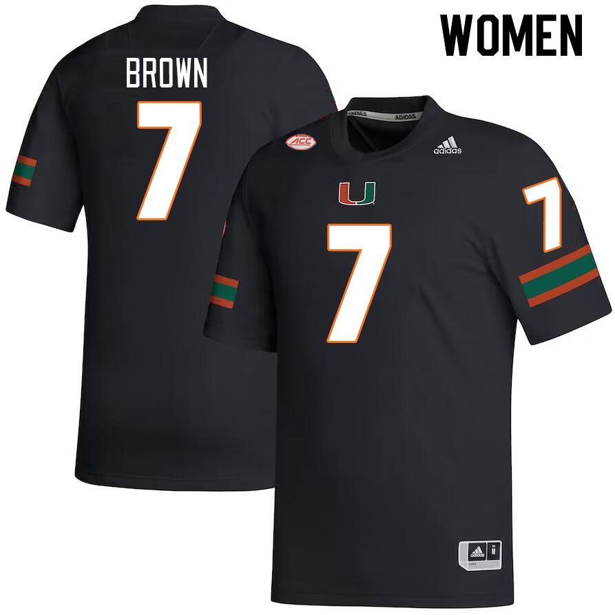 Women #7 Davonte Brown Miami Hurricanes College Football Jerseys Stitched-Black